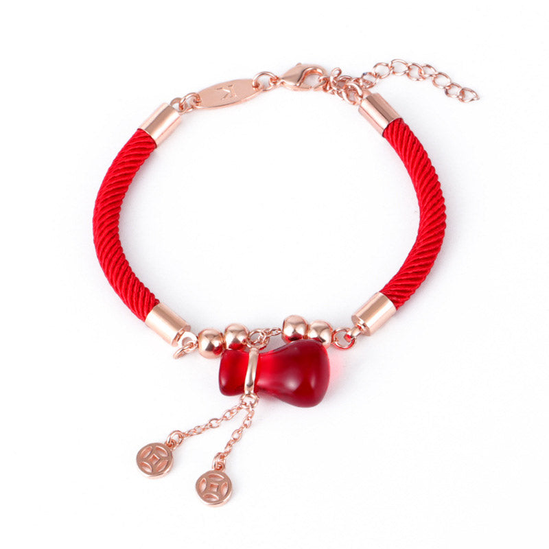 Buddha Stones Wealth Attractor Red Agate Red Rope Bracelet