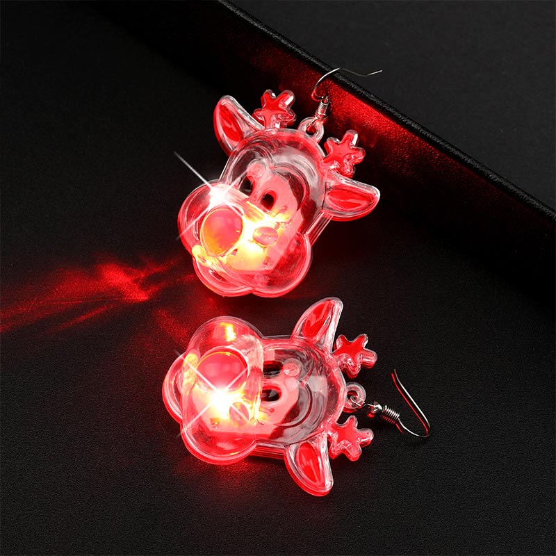 Led Christmas Santa Claus Tree Elk Luminous Earrings