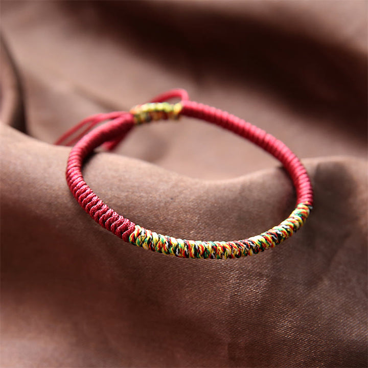 Buddha Stones Tibetan Handmade Multicolor King Kong Knot Luck Strength Braided Bracelet