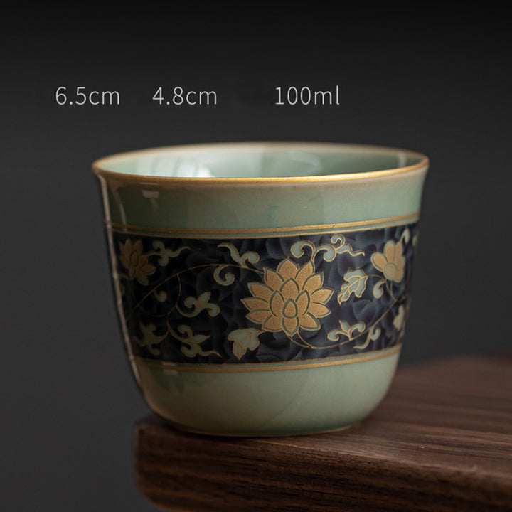 Buddha Stones Butterfly Flower Lotus Koi Fish Plum Blossom Ceramic Teacup Kung Fu Tea Cup 100ml