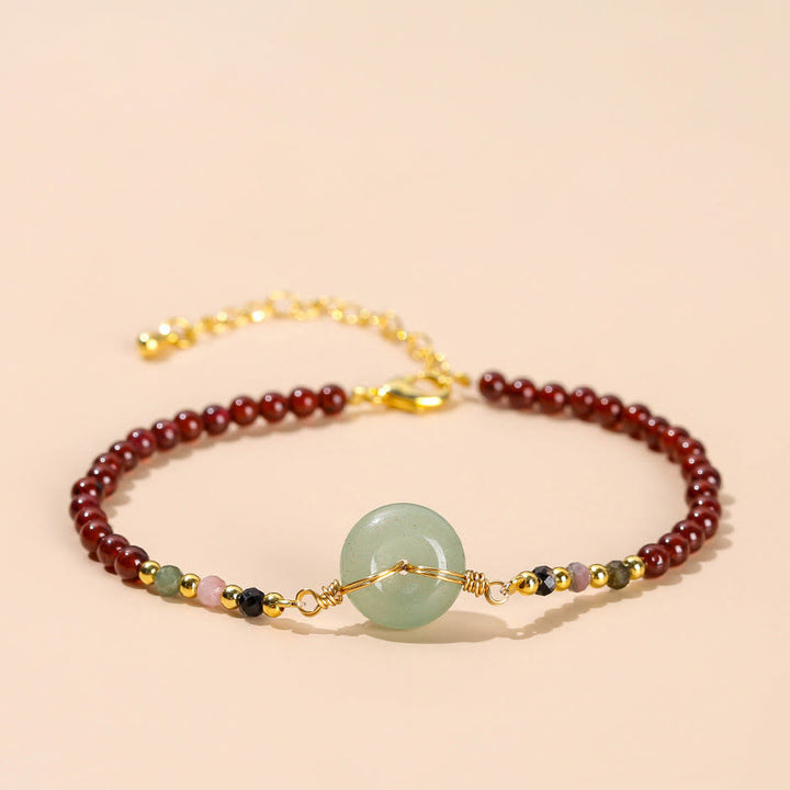 Buddha Stones Natural Garnet Peace Buckle Bead Calm Bracelet