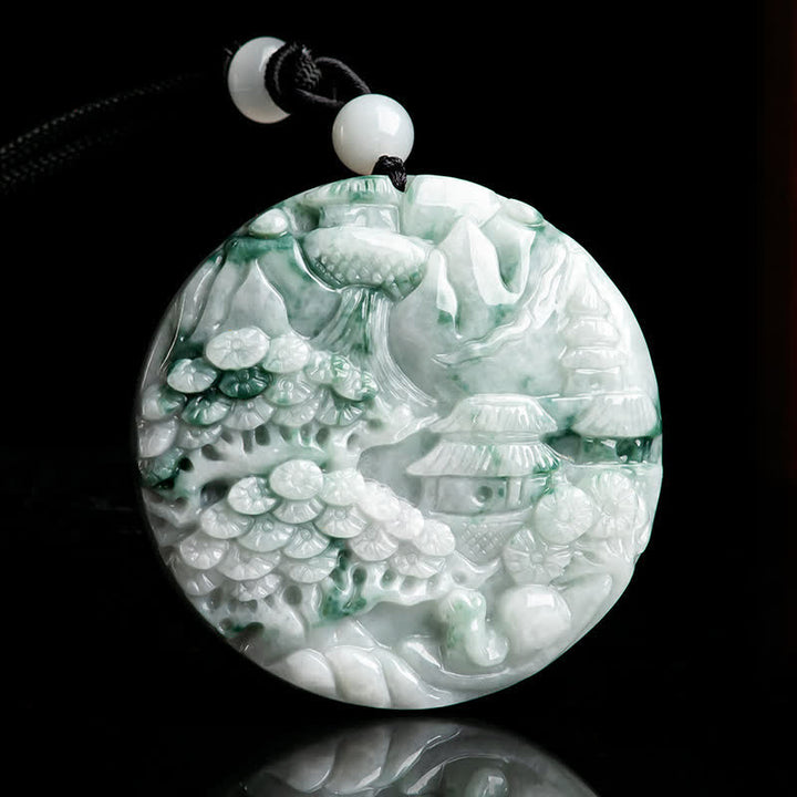 Buddha Stones Mountain Landscape Jade Abundance String Necklace