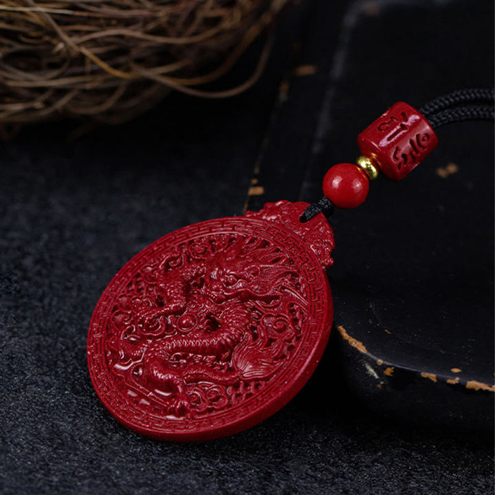 ❗❗❗A Flash Sale- Buddha Stones Year of the Dragon Natural Cinnabar Dragon Protection Necklace Pendant