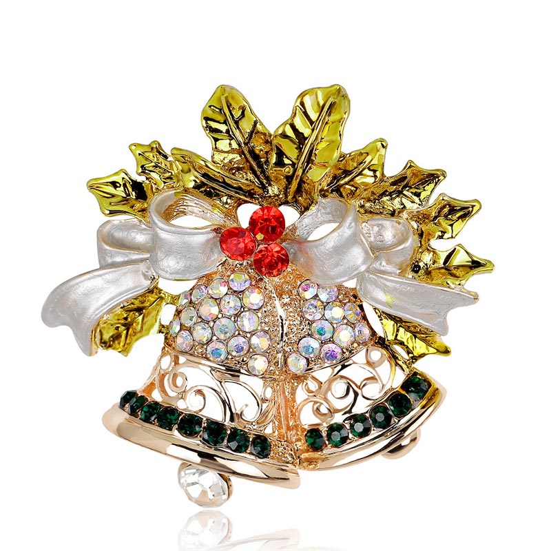 Christmas Multi-Colored Rhinestone Crystal Brooch Pin