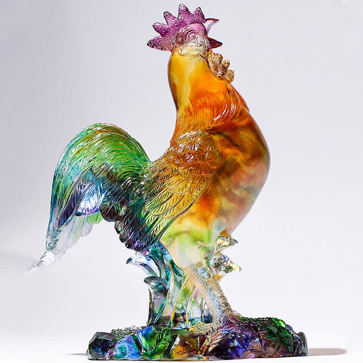 Handmade Liuli Crystal Rooster Art Piece Home Decoration