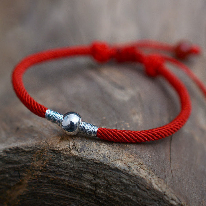 Buddha Stones 925 Sterling Silver Lucky Bead Protection Red String Bracelet