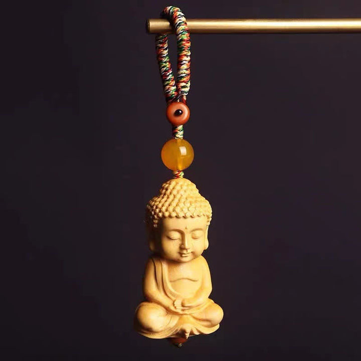 Buddha Stones Tathagata Buddha Serenity Peace Boxwood Keychain