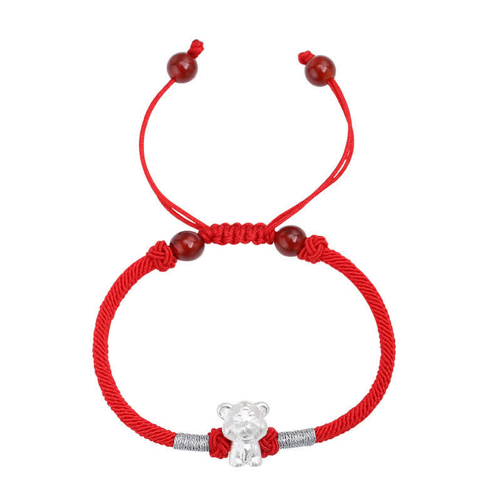 Buddha Stones 999 Sterling Silver Chinese Zodiac Luck Strength Red String Bracelet