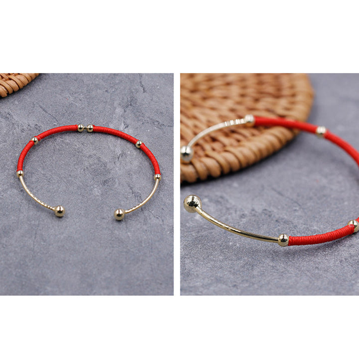 Buddha Stones Red String Blessing Protection Cuff Bracelet