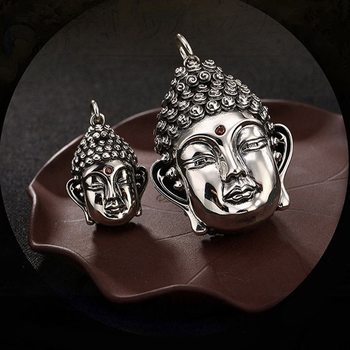 Buddha Stones 925 Sterling Silver Buddha Head Compassion Necklace Pendant