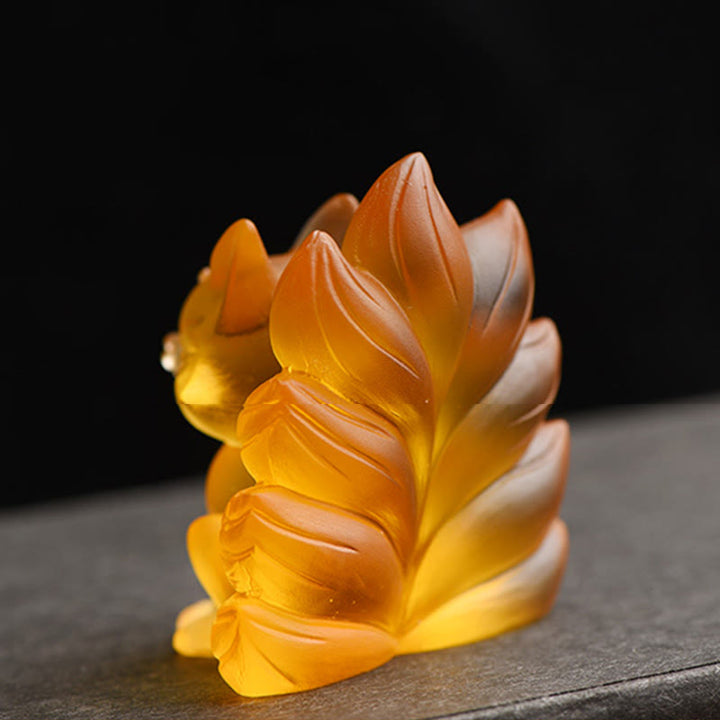 Buddha Stones Small Nine Tailed Fox Success Strength Home Figurine Decoration