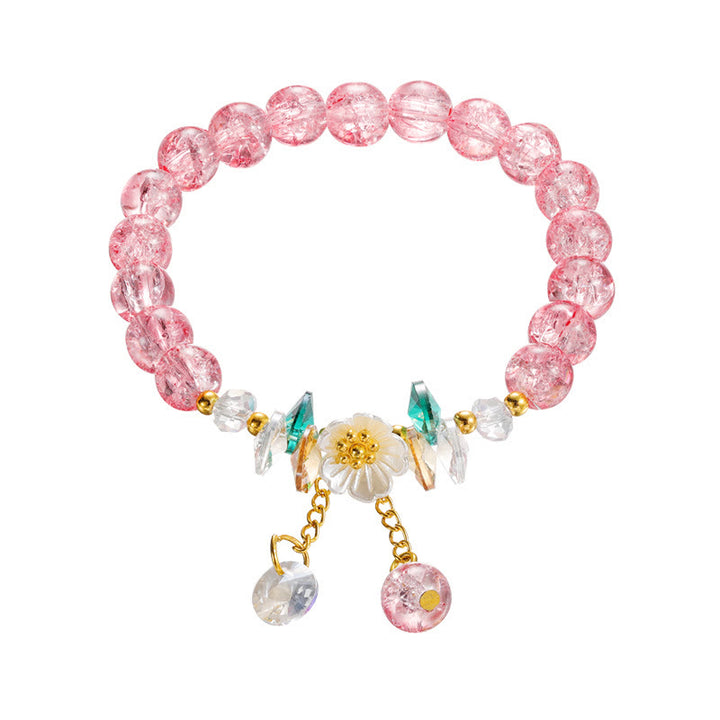 Buddha Stones Simple Design Flower Charm Glass Bead Bracelet