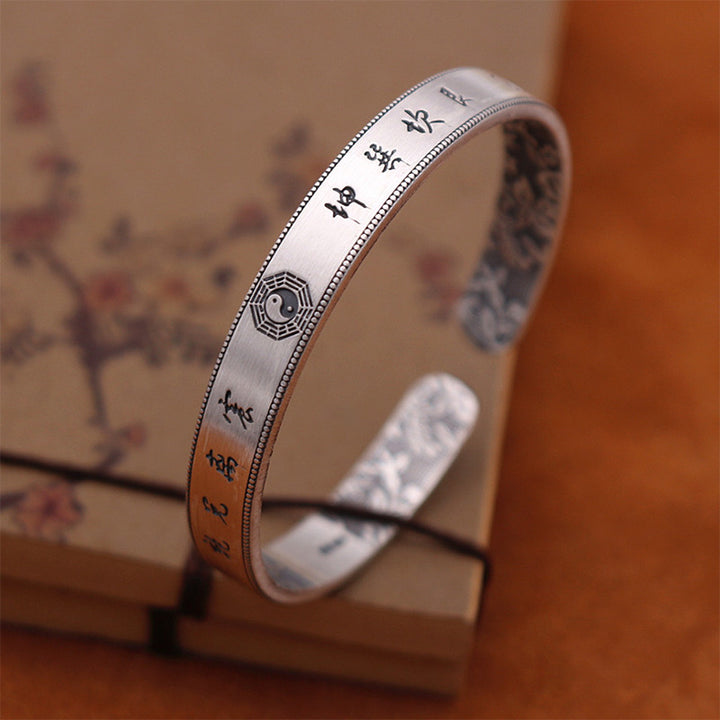 Buddha Stones 999 Sterling Silver Bagua Yin Yang Balance Bracelet