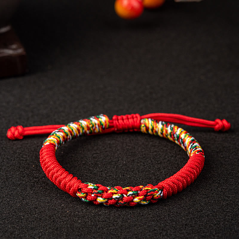 Buddha Stones Tibetan Handmade Colorful King Kong Knot Luck Braid String Bracelet