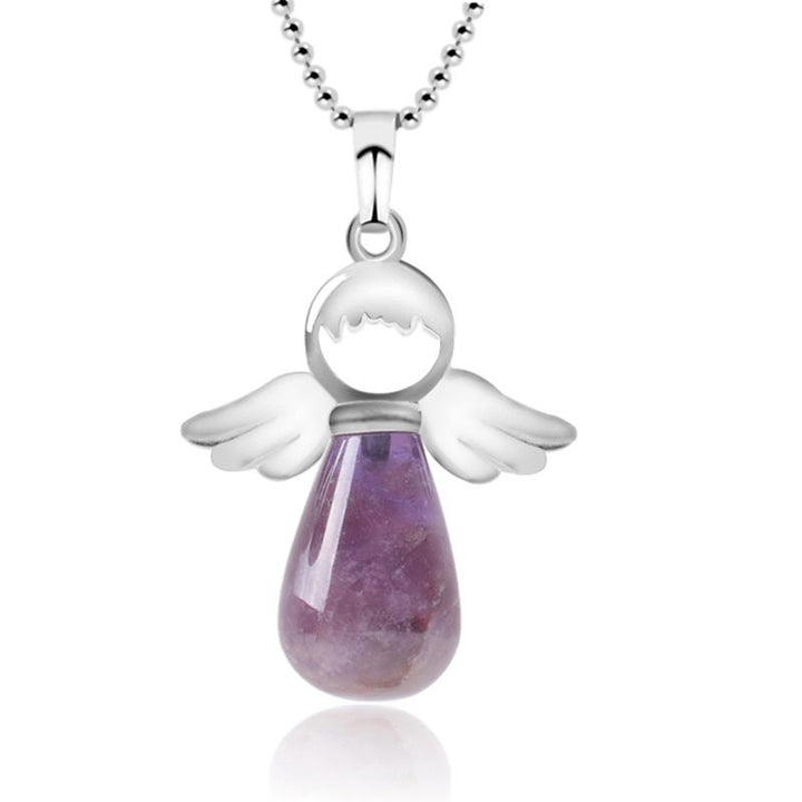 Buddha Stones Little Angel Wings Natural Crystal Luck Necklace Pendant