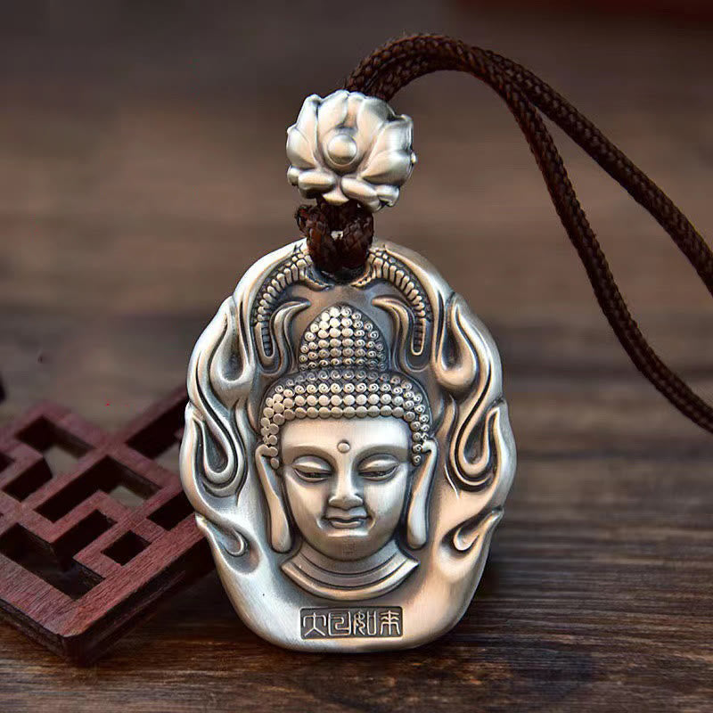 Buddha Stones Chinese Zodiac Natal Buddha Om Mani Padme Hum Lotus Compassion Necklace Pendant