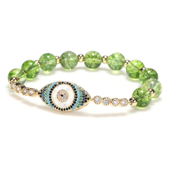 Buddha Stones Natural Peridot Evil Eye Abundance Bracelet