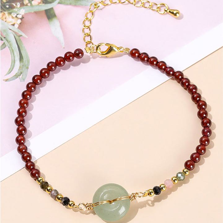 Buddha Stones Natural Garnet Peace Buckle Bead Calm Bracelet