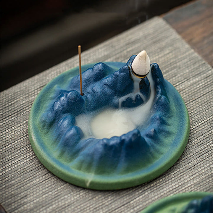 Creative Mountain River Ceramic Healing Backflow Incense Burner