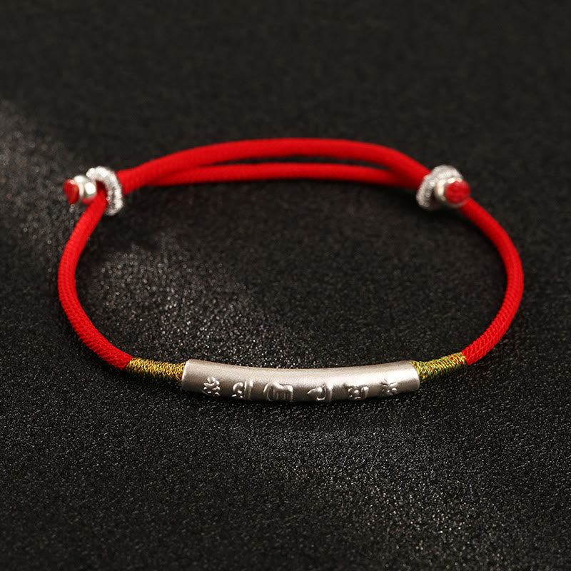 Buddha Stones Tibetan Buddhist Handmade Om Mantra Lucky Red String Bracelet