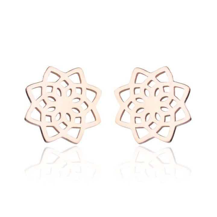 Tibetan Lotus Pattern New Beginning Stud Earrings