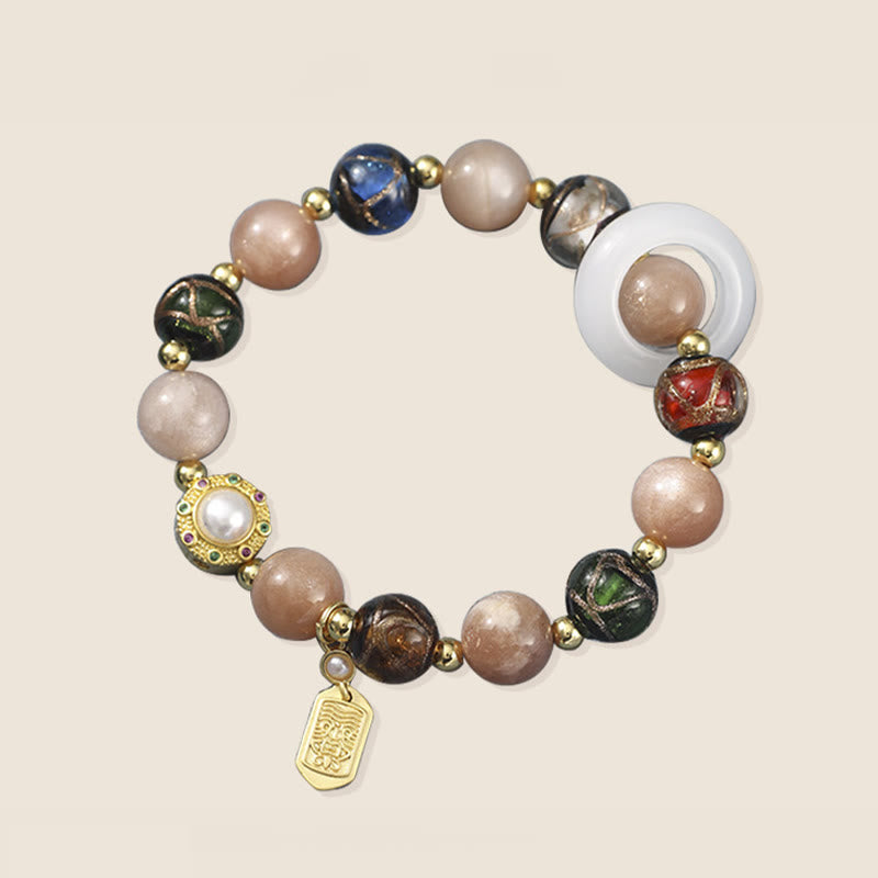 Buddha Stones Tibetan Incense Ash Liuli Glass Tridacna Stone Sun Stone Om Mani Padme Hum Prayer Wheel Charm Bracelet