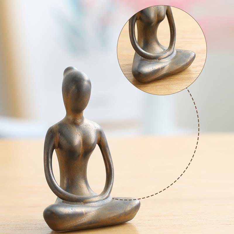 Abstract Yoga Meditation Exercise Ceramics Spiritual Figurine Sculpture Decoration