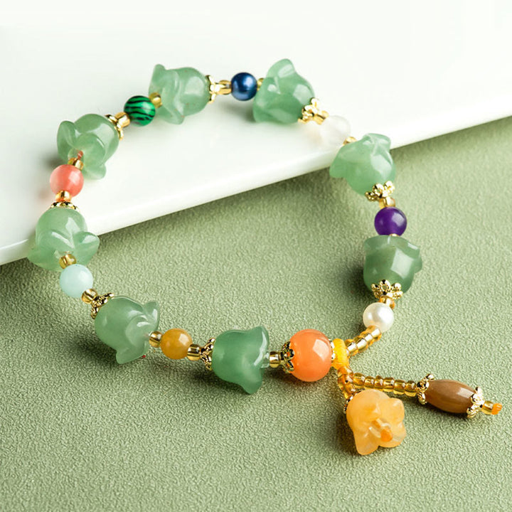 Buddha Stones Green Aventurine Magnolia Flower Luck Bracelet