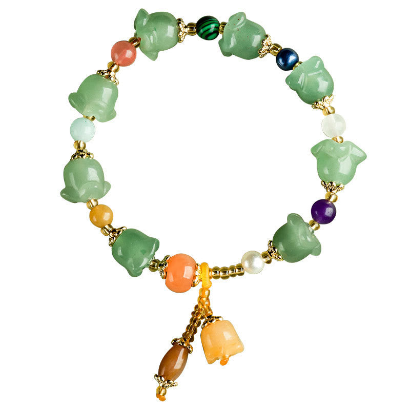 Buddha Stones Green Aventurine Magnolia Flower Luck Bracelet