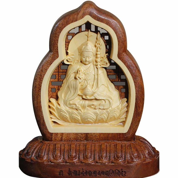 Guru Rinpoche Buddha Padmasambhavan Serenity Wood Engraved Statue Figurine Decoration