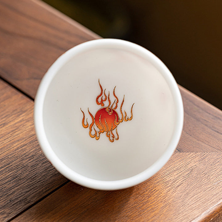 Buddha Stones Dragon Phoenix Auspicious Clouds Ceramic Teacup Kung Fu Tea Cup With Gift Box