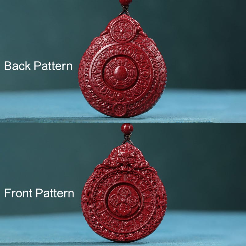 Buddha Stones Chinese Zodiac Natural Cinnabar Bagua Amulet Keep Away Evil Spirits Necklace Pendant