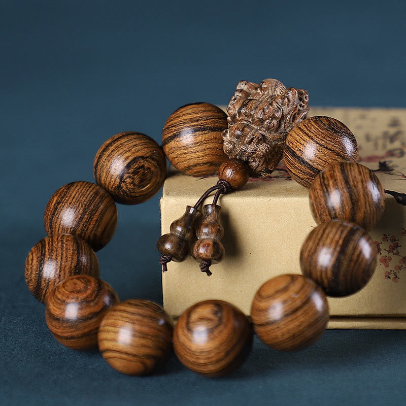 Buddha Stones Rosewood Green Sandalwood Small Leaf Red Sandalwood Agarwood Dragon Carved Protection Bracelet