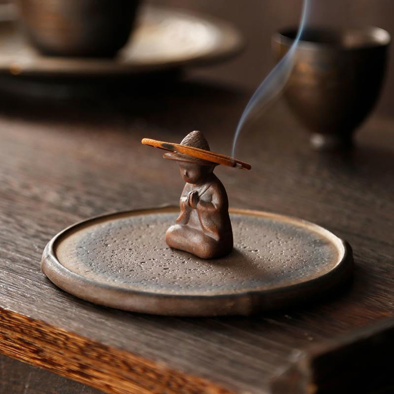 Small Person Meditation Ceramic Spiritual Healing Incense Burner