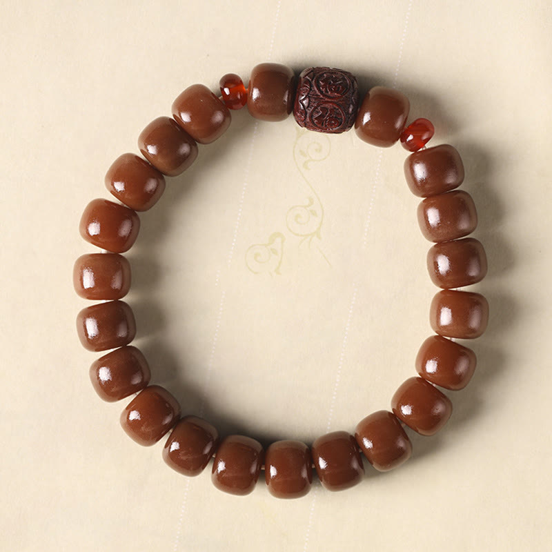 Buddha Stones Bodhi Seed Auspicious Cloud Fu Character Bead Peace Bracelet