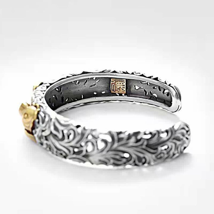 Buddha Stones Koi Fish Grass Pattern Prosperity Wealth Bracelet Bangle