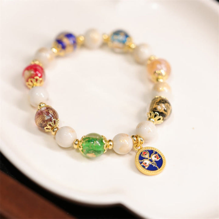 Buddha Stones Tibetan Five God Of Wealth Fortune Liuli Glass Bead Incense Ash Porcelain Bead Charm Bracelet