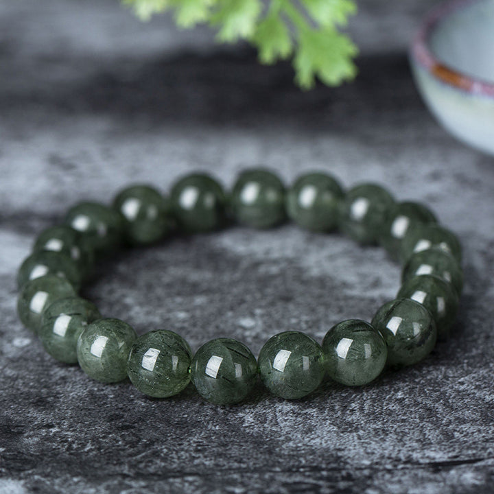 Buddha Stones Natural Green Crystal Blessing Wealth Bracelet