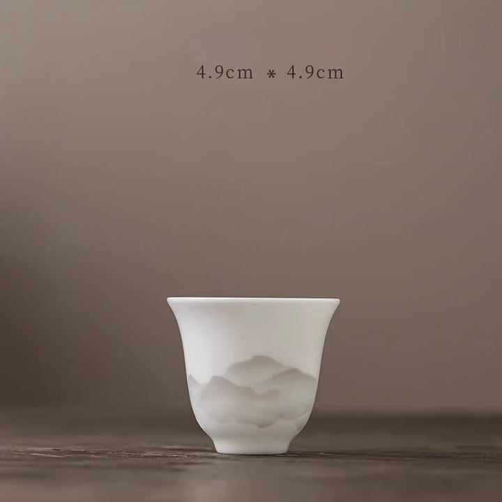 Buddha Stones Vintage Ink Painting Mountain White Porcelain Ceramic Gaiwan Sancai Teacup Kung Fu Tea Cup And Saucer With Lid Tea Utensil Teapot