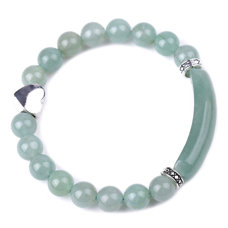 Natural Crystal Beads Unisex Heart Bracelet