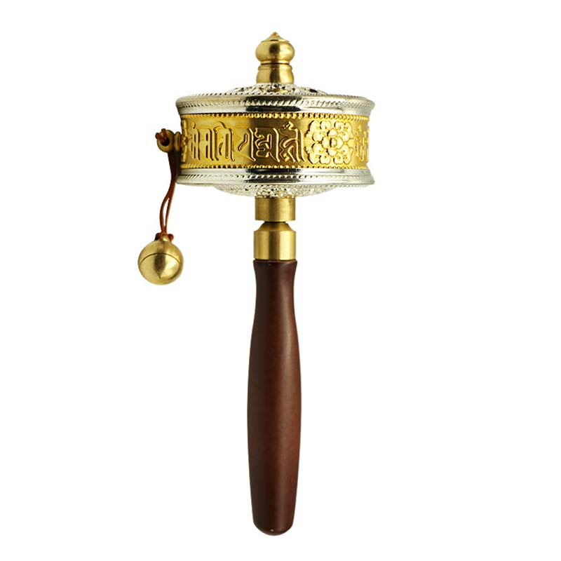 Tibetan Prayer Wheel Six True Words Copper Peace Protection Decoration