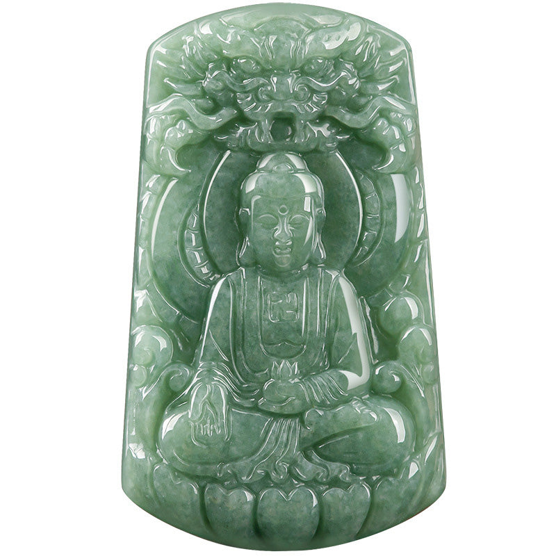 Buddha Stones Tathagata Buddha Dragon Jade Amulet Serenity String Necklace