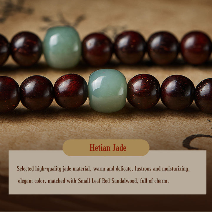 Buddha Stones Chinese Zodiac Natal Buddha 108 Mala Beads Small Leaf Red Sandalwood Red Agate PiXiu Protection Bracelet