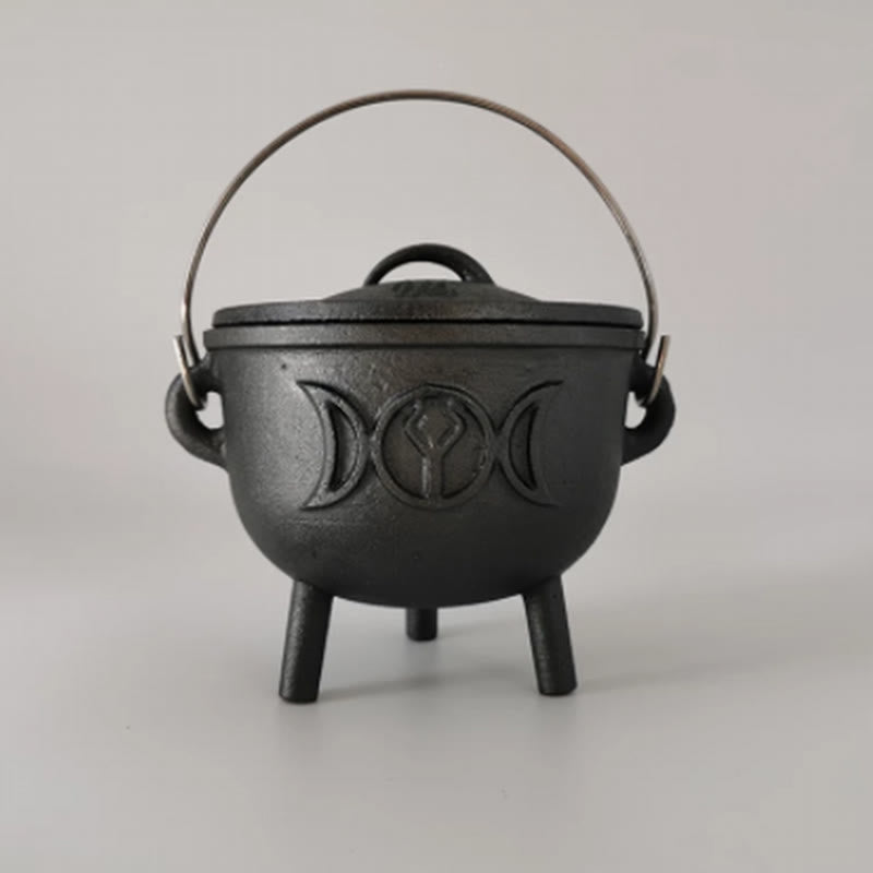 Buddha Stones Cast Iron Cauldron Prayer Altar Burning Holder Incense Sage Smudging Rituals Use Items