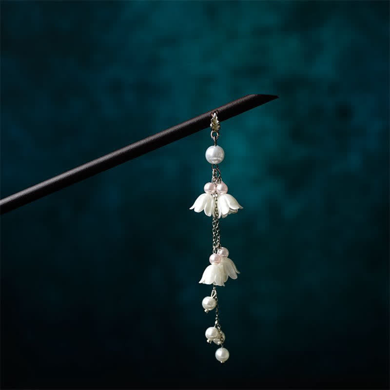 Buddha Stones Pearl Flower Leaf Butterfly Happiness Hairpin