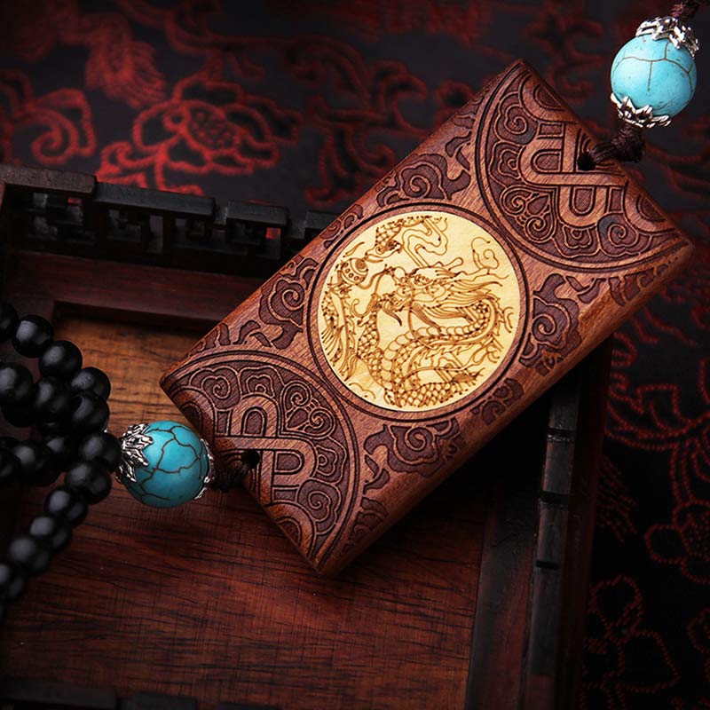 Buddha Stones Tibetan Rosewood Boxwood Dragon Cure Courage Car Decoration