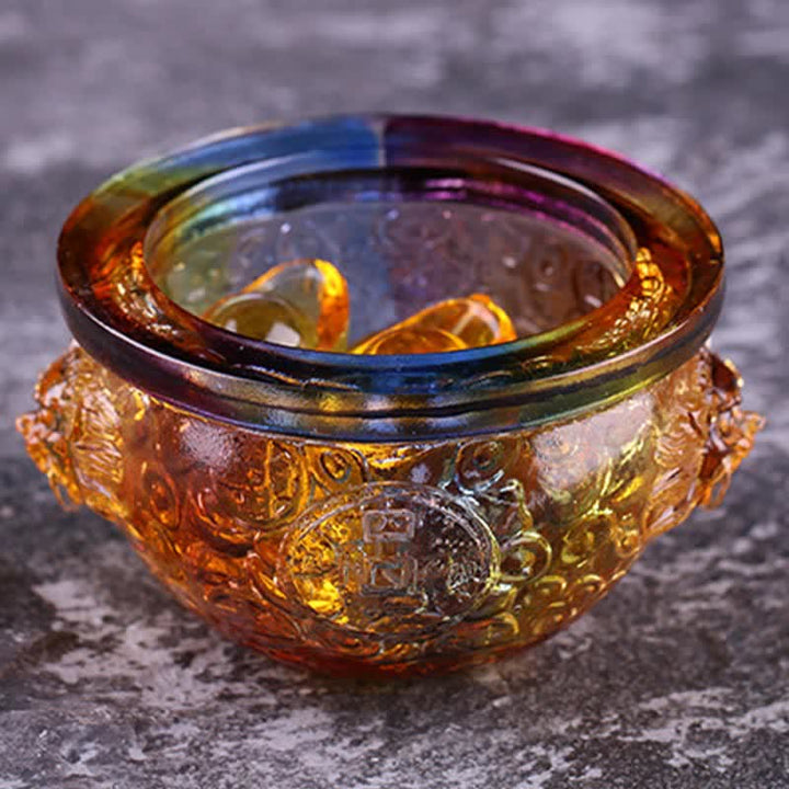 Handmade Liuli Crystal Treasure Bowl Art Piece Home Decoration