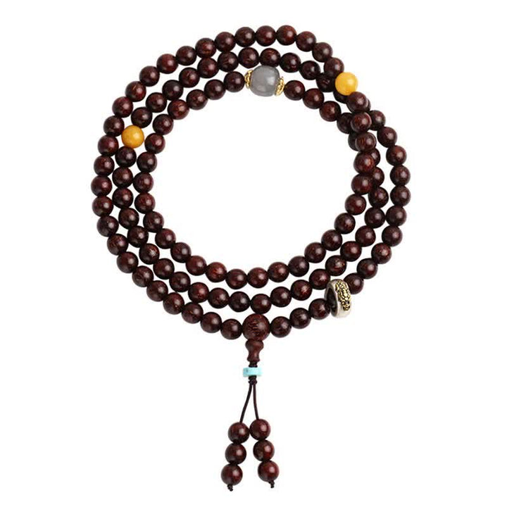 Buddha Stones 925 Sterling Silver Indian Small Leaf Red Sandalwood Hetian Gray Jade Amber Gold Star Bracelet