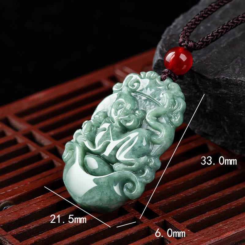 Buddha Stones Natural Jade 12 Chinese Zodiac Prosperity Necklace Pendant