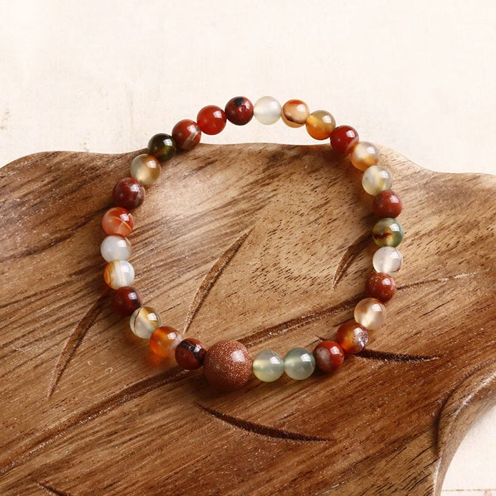 Buddha Stones Natural Stone Sea Sediment Jasper Agate Protection Bracelet